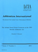 The Arbitral Award: Some Comments on the 1999 Swedish Arbitration Act